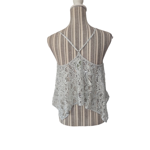 Free People Intimately Women Sequin Lace Floral Cami Tank Top Size SP - Picture 4 of 11